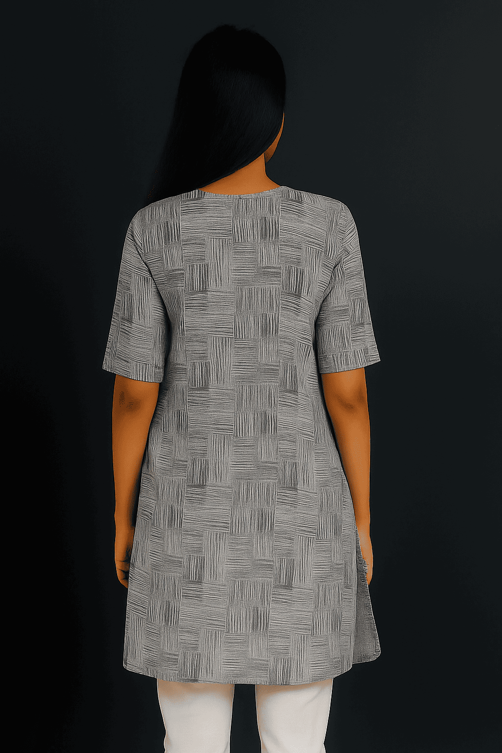 D.Gokuldas NX - Blue And White Abstract Kurti